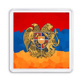 Магнит 55*55 с принтом Армения в Тюмени, Пластик | Размер: 65*65 мм; Размер печати: 55*55 мм | Тематика изображения на принте: герб | флаг