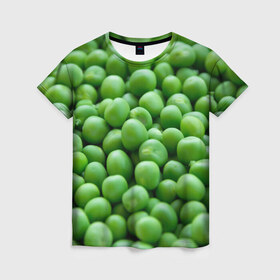 Женская футболка 3D с принтом горошек в Тюмени, 100% полиэфир ( синтетическое хлопкоподобное полотно) | прямой крой, круглый вырез горловины, длина до линии бедер | горох | горошек | зелень | лето