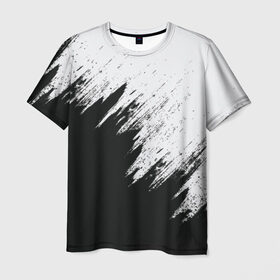 Мужская футболка 3D с принтом Краска и ничего лишнего! в Тюмени, 100% полиэфир | прямой крой, круглый вырез горловины, длина до линии бедер | белый | дизайн | капли | краска | монохромный | разводы | черный