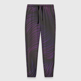 Мужские брюки 3D с принтом Пурпурные волны в Тюмени, 100% полиэстер | манжеты по низу, эластичный пояс регулируется шнурком, по бокам два кармана без застежек, внутренняя часть кармана из мелкой сетки | Тематика изображения на принте: абстракция | арт | волны | пурпурный