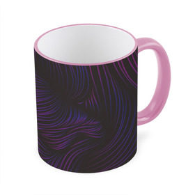 Кружка 3D с принтом Пурпурные волны в Тюмени, керамика | ёмкость 330 мл | Тематика изображения на принте: абстракция | арт | волны | пурпурный