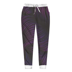 Женские брюки 3D с принтом Пурпурные волны в Тюмени, полиэстер 100% | прямой крой, два кармана без застежек по бокам, с мягкой трикотажной резинкой на поясе и по низу штанин. В поясе для дополнительного комфорта — широкие завязки | Тематика изображения на принте: абстракция | арт | волны | пурпурный