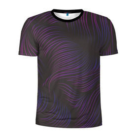 Мужская футболка 3D спортивная с принтом Пурпурные волны в Тюмени, 100% полиэстер с улучшенными характеристиками | приталенный силуэт, круглая горловина, широкие плечи, сужается к линии бедра | Тематика изображения на принте: абстракция | арт | волны | пурпурный