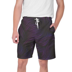 Мужские шорты 3D с принтом Пурпурные волны в Тюмени,  полиэстер 100% | прямой крой, два кармана без застежек по бокам. Мягкая трикотажная резинка на поясе, внутри которой широкие завязки. Длина чуть выше колен | Тематика изображения на принте: абстракция | арт | волны | пурпурный