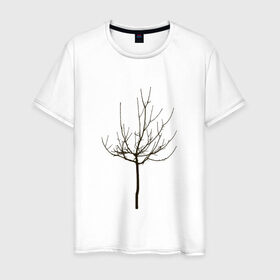 Мужская футболка хлопок с принтом Веточка дерева в Тюмени, 100% хлопок | прямой крой, круглый вырез горловины, длина до линии бедер, слегка спущенное плечо. | ветка | дерево | класс | корки | круто | природа