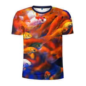 Мужская футболка 3D спортивная с принтом Рыбки в Тюмени, 100% полиэстер с улучшенными характеристиками | приталенный силуэт, круглая горловина, широкие плечи, сужается к линии бедра | вода | природа | рыба | рыбалка | туризм