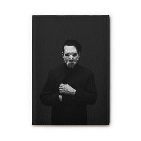 Обложка для автодокументов с принтом Marilyn Manson в Тюмени, натуральная кожа |  размер 19,9*13 см; внутри 4 больших “конверта” для документов и один маленький отдел — туда идеально встанут права | Тематика изображения на принте: звезда | знаменитость | музыка | мэрилин мэнсон | певец | рокер