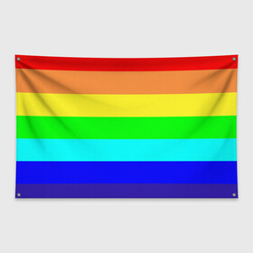 Флаг-баннер с принтом Радуга в Тюмени, 100% полиэстер | размер 67 х 109 см, плотность ткани — 95 г/м2; по краям флага есть четыре люверса для крепления | жёлтый | зелёный | красный | оранжевый | полосы | радуга | синий | фиолетовый