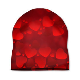 Шапка 3D с принтом Красные сердца в Тюмени, 100% полиэстер | универсальный размер, печать по всей поверхности изделия | heart | red | любовь | орнамент | сердце | узор