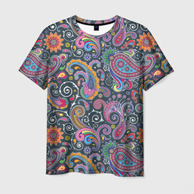 Мужская футболка 3D с принтом Игра цвета и краски в Тюмени, 100% полиэфир | прямой крой, круглый вырез горловины, длина до линии бедер | желтый | классно | красиво | краска | красный | круто | оранжевый | текстура | форма | цвет