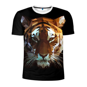 Мужская футболка 3D спортивная с принтом Tiger в Тюмени, 100% полиэстер с улучшенными характеристиками | приталенный силуэт, круглая горловина, широкие плечи, сужается к линии бедра | тигр