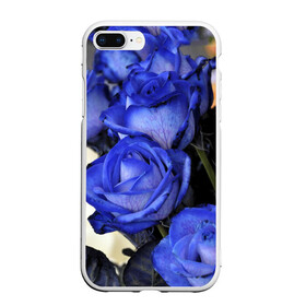 Чехол для iPhone 7Plus/8 Plus матовый с принтом Синие розы в Тюмени, Силикон | Область печати: задняя сторона чехла, без боковых панелей | девушкам | розы | синие | цветы