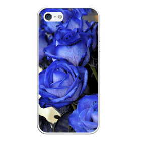 Чехол для iPhone 5/5S матовый с принтом Синие розы в Тюмени, Силикон | Область печати: задняя сторона чехла, без боковых панелей | девушкам | розы | синие | цветы