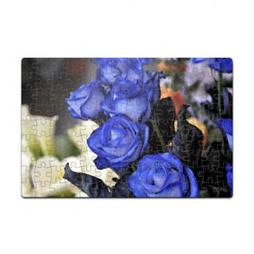 Пазл магнитный 126 элементов с принтом Синие розы в Тюмени, полимерный материал с магнитным слоем | 126 деталей, размер изделия —  180*270 мм | девушкам | розы | синие | цветы