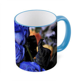Кружка 3D с принтом Синие розы в Тюмени, керамика | ёмкость 330 мл | Тематика изображения на принте: девушкам | розы | синие | цветы