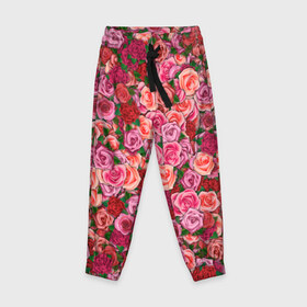 Детские брюки 3D с принтом Розы в Тюмени, 100% полиэстер | манжеты по низу, эластичный пояс регулируется шнурком, по бокам два кармана без застежек, внутренняя часть кармана из мелкой сетки | букет | цветы
