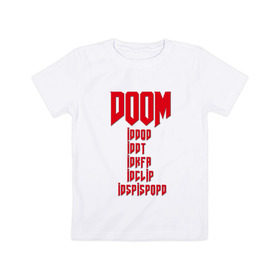 Детская футболка хлопок с принтом DOOM в Тюмени, 100% хлопок | круглый вырез горловины, полуприлегающий силуэт, длина до линии бедер | doom | дум | коды | читы