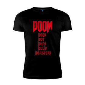 Мужская футболка премиум с принтом DOOM в Тюмени, 92% хлопок, 8% лайкра | приталенный силуэт, круглый вырез ворота, длина до линии бедра, короткий рукав | doom | дум | коды | читы