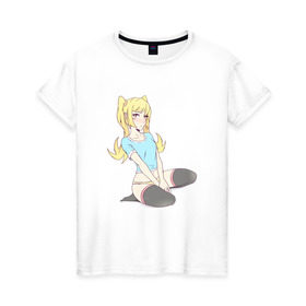 Женская футболка хлопок с принтом Oshino Shinobu в Тюмени, 100% хлопок | прямой крой, круглый вырез горловины, длина до линии бедер, слегка спущенное плечо | anime | monogatari | oshino