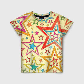 Детская футболка 3D с принтом Звезда в Тюмени, 100% гипоаллергенный полиэфир | прямой крой, круглый вырез горловины, длина до линии бедер, чуть спущенное плечо, ткань немного тянется | Тематика изображения на принте: звёзды | орнамент | прикольные картинки | узор | цвет