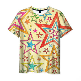Мужская футболка 3D с принтом Звезда в Тюмени, 100% полиэфир | прямой крой, круглый вырез горловины, длина до линии бедер | звёзды | орнамент | прикольные картинки | узор | цвет