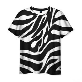 Мужская футболка 3D с принтом Зебра в Тюмени, 100% полиэфир | прямой крой, круглый вырез горловины, длина до линии бедер | животные | зебра | полосы | текстуры | черно белый