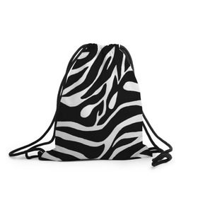 Рюкзак-мешок 3D с принтом Зебра в Тюмени, 100% полиэстер | плотность ткани — 200 г/м2, размер — 35 х 45 см; лямки — толстые шнурки, застежка на шнуровке, без карманов и подкладки | животные | зебра | полосы | текстуры | черно белый