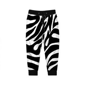 Детские брюки 3D с принтом Зебра в Тюмени, 100% полиэстер | манжеты по низу, эластичный пояс регулируется шнурком, по бокам два кармана без застежек, внутренняя часть кармана из мелкой сетки | животные | зебра | полосы | текстуры | черно белый