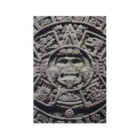 Обложка для паспорта матовая кожа с принтом Календарь ацтеков в Тюмени, натуральная матовая кожа | размер 19,3 х 13,7 см; прозрачные пластиковые крепления | ацтеки | древняя цивилизация | индейцы | майя | южная америка