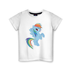 Детская футболка хлопок с принтом rainbow dash в Тюмени, 100% хлопок | круглый вырез горловины, полуприлегающий силуэт, длина до линии бедер | cute | my little pony | pony | rainbow dash