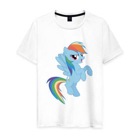 Мужская футболка хлопок с принтом rainbow dash в Тюмени, 100% хлопок | прямой крой, круглый вырез горловины, длина до линии бедер, слегка спущенное плечо. | cute | my little pony | pony | rainbow dash