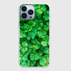 Чехол для iPhone 13 Pro Max с принтом клевер в Тюмени,  |  | Тематика изображения на принте: зелень | ирландия | клевер | лето | листья | солнце | цветы