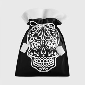 Подарочный 3D мешок с принтом Мексиканский череп в Тюмени, 100% полиэстер | Размер: 29*39 см | день мертвых | мексика | традция | узоры | цветы | черный