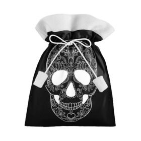 Подарочный 3D мешок с принтом Мексиканский череп в Тюмени, 100% полиэстер | Размер: 29*39 см | день мертвых | мексика | традция | узоры | цветы | черный