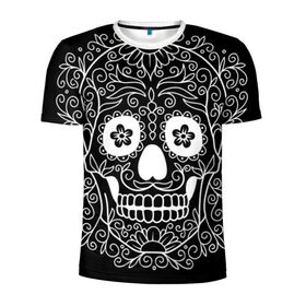Мужская футболка 3D спортивная с принтом Мексиканский череп в Тюмени, 100% полиэстер с улучшенными характеристиками | приталенный силуэт, круглая горловина, широкие плечи, сужается к линии бедра | cobwebs | color | day of the dead | dead | death | eyes | girl | halloween | holiday | makeup | mask | mexican skull | mexico | ornament | pattern | взгляд | девушка | день мертвых | макияж | маска | мексика | мексиканский череп | мертвецов | орнамент | п