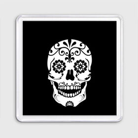 Магнит 55*55 с принтом Мексиканский череп в Тюмени, Пластик | Размер: 65*65 мм; Размер печати: 55*55 мм | cobwebs | color | day of the dead | dead | death | eyes | girl | halloween | holiday | makeup | mask | mexican skull | mexico | ornament | pattern | взгляд | девушка | день мертвых | макияж | маска | мексика | мексиканский череп | мертвецов | орнамент | п