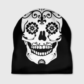 Шапка 3D с принтом Мексиканский череп в Тюмени, 100% полиэстер | универсальный размер, печать по всей поверхности изделия | cobwebs | color | day of the dead | dead | death | eyes | girl | halloween | holiday | makeup | mask | mexican skull | mexico | ornament | pattern | взгляд | девушка | день мертвых | макияж | маска | мексика | мексиканский череп | мертвецов | орнамент | п