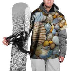 Накидка на куртку 3D с принтом Морские ракушки и камни в Тюмени, 100% полиэстер |  | камни | море | морские камни | ракушки