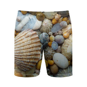 Мужские шорты 3D спортивные с принтом Морские ракушки и камни в Тюмени,  |  | камни | море | морские камни | ракушки