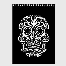 Скетчбук с принтом Мексиканский череп в Тюмени, 100% бумага
 | 48 листов, плотность листов — 100 г/м2, плотность картонной обложки — 250 г/м2. Листы скреплены сверху удобной пружинной спиралью | color | dead | death | eyes | girl | halloween | holiday | makeup | mask | mexican skull | mexico | ornament | pattern | взгляд | девушка | день мертвых | макияж | маска | мексика | мексиканский череп | мертвецов | орнамент | паутина | праздник