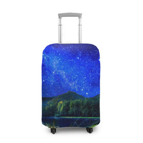 Чехол для чемодана 3D с принтом Звездное небо в Тюмени, 86% полиэфир, 14% спандекс | двустороннее нанесение принта, прорези для ручек и колес | звезда | небо | ночь | озеро