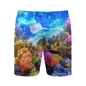 Мужские шорты 3D спортивные с принтом Подводный мир в Тюмени,  |  | вода | коралл | океан | рыбки | синяя