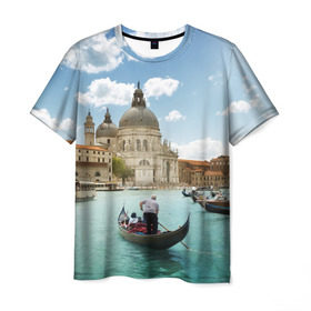 Мужская футболка 3D с принтом Венеция в Тюмени, 100% полиэфир | прямой крой, круглый вырез горловины, длина до линии бедер | europe | italy | venice | венеция | вода | европа | ес | италия | каникулы | лодки | отдых | отпуск | солнце | туризм