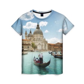 Женская футболка 3D с принтом Венеция в Тюмени, 100% полиэфир ( синтетическое хлопкоподобное полотно) | прямой крой, круглый вырез горловины, длина до линии бедер | europe | italy | venice | венеция | вода | европа | ес | италия | каникулы | лодки | отдых | отпуск | солнце | туризм