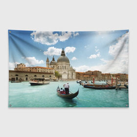 Флаг-баннер с принтом Венеция в Тюмени, 100% полиэстер | размер 67 х 109 см, плотность ткани — 95 г/м2; по краям флага есть четыре люверса для крепления | europe | italy | venice | венеция | вода | европа | ес | италия | каникулы | лодки | отдых | отпуск | солнце | туризм
