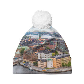 Шапка 3D c помпоном с принтом Швеция в Тюмени, 100% полиэстер | универсальный размер, печать по всей поверхности изделия | europe | stockholm | sweden | европа | ес | каникулы | отпуск | стокгольм | туризм | швеция