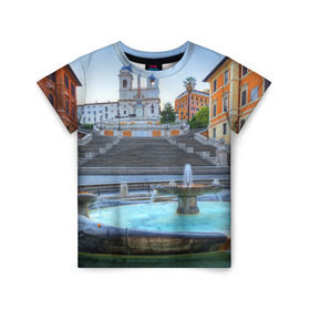 Детская футболка 3D с принтом Рим (Италия) в Тюмени, 100% гипоаллергенный полиэфир | прямой крой, круглый вырез горловины, длина до линии бедер, чуть спущенное плечо, ткань немного тянется | Тематика изображения на принте: europe | italy | rome | vatican | архитектура | ватикан | европа | италия | папа римский | развалины | рим | руины