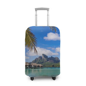 Чехол для чемодана 3D с принтом Бора-Бора в Тюмени, 86% полиэфир, 14% спандекс | двустороннее нанесение принта, прорези для ручек и колес | архипелаг | блаженство | бора бора | бунгало | жемчужина тихого океана | загар | каникулы | море | океан | остров | отдых | отпуск | пальмы | песок | пляж | рай | сказка | солнце | таити | туризм