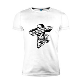 Мужская футболка премиум с принтом Мексиканский череп в Тюмени, 92% хлопок, 8% лайкра | приталенный силуэт, круглый вырез ворота, длина до линии бедра, короткий рукав | 