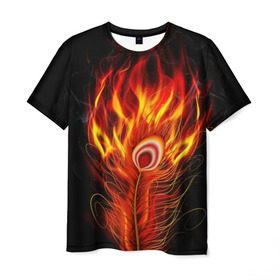 Мужская футболка 3D с принтом Феникс в Тюмени, 100% полиэфир | прямой крой, круглый вырез горловины, длина до линии бедер | phoenix | арт | дым | краска | лучи | огонь | пламя | прикольные | птица. фентези | свет | феникс